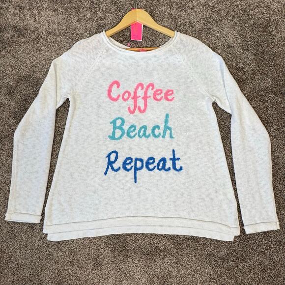Lilly Pulitzer NWT Women's Size Medium Danette Sweater Coffee Beach Repeat $138 - Picture 1 of 12